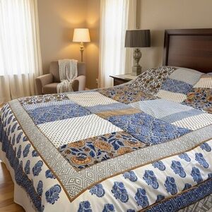 Patchwork Floral Quilt Bedspread Vintage Style Bedding Target Full Queen Blue